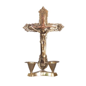 <b>Hand</b> made New Design decorative of Brass polished Religious Cross with candle stand and eithout candle stand - Product Image 4