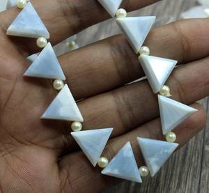 Good Quality 21 Piece Natural <b>Blue</b> <b>Opal</b> Gemstone Faceted Trillion Shape Briolette Beads Makaing Handmade Jewelry Wholesale - Product Image 6