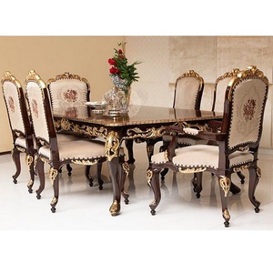 Juego de Comedor de Madera de Teca Estilo Italiano Real, Tallado a Mano, Moderno, Tamaño Personalizable, Muebles de Comedor - Product Image 1