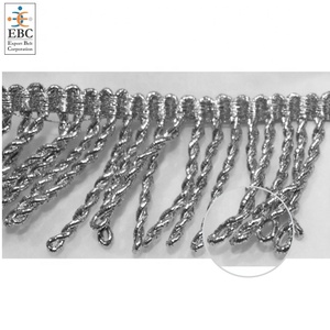 OEM White Plated Gilt <b>Wire</b> Bullion Fringe Custom Decorative Trimming White Bullion Fringe Mylar Gimp <b>Wire</b> and Shiny Thread - Product Image 5