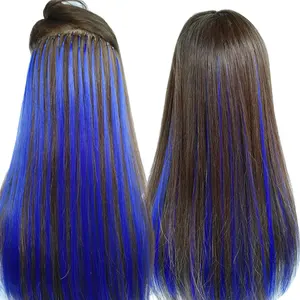 Blue Human Hair Extensions By Oriental Hairs High Quality Remy Hair Dark Blue Navy Blue Clip-in/ Tape in/ Virgin Hair Bundles
