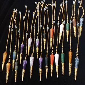 Mezcla de péndulo de Reiki de ágata con Péndulo curativo de Reiki de cono de metal - Product Image 1