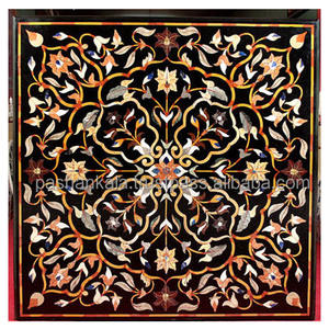 Mesa de comedor de mármol antiguo con incrustación - Product Image 1