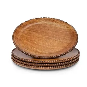 Wooden Beaded Charger Plate Natural Color Hot Selling Premium Quality for Wedding and Events Hotels Restaurants