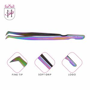 Multi Color Wide Tip 75deg Tweezer for Eyelash Extensions with Your Own Logo, Base Cut Design Eyelash Tweezer Private Label - Product Image 6