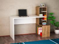 Escritorio de Oficina de Madera de Diseño Moderno de Alta Calidad con Estante Blanco Nogal, Acabado Melamina, 2 Años de Garantía - Uso Comercial