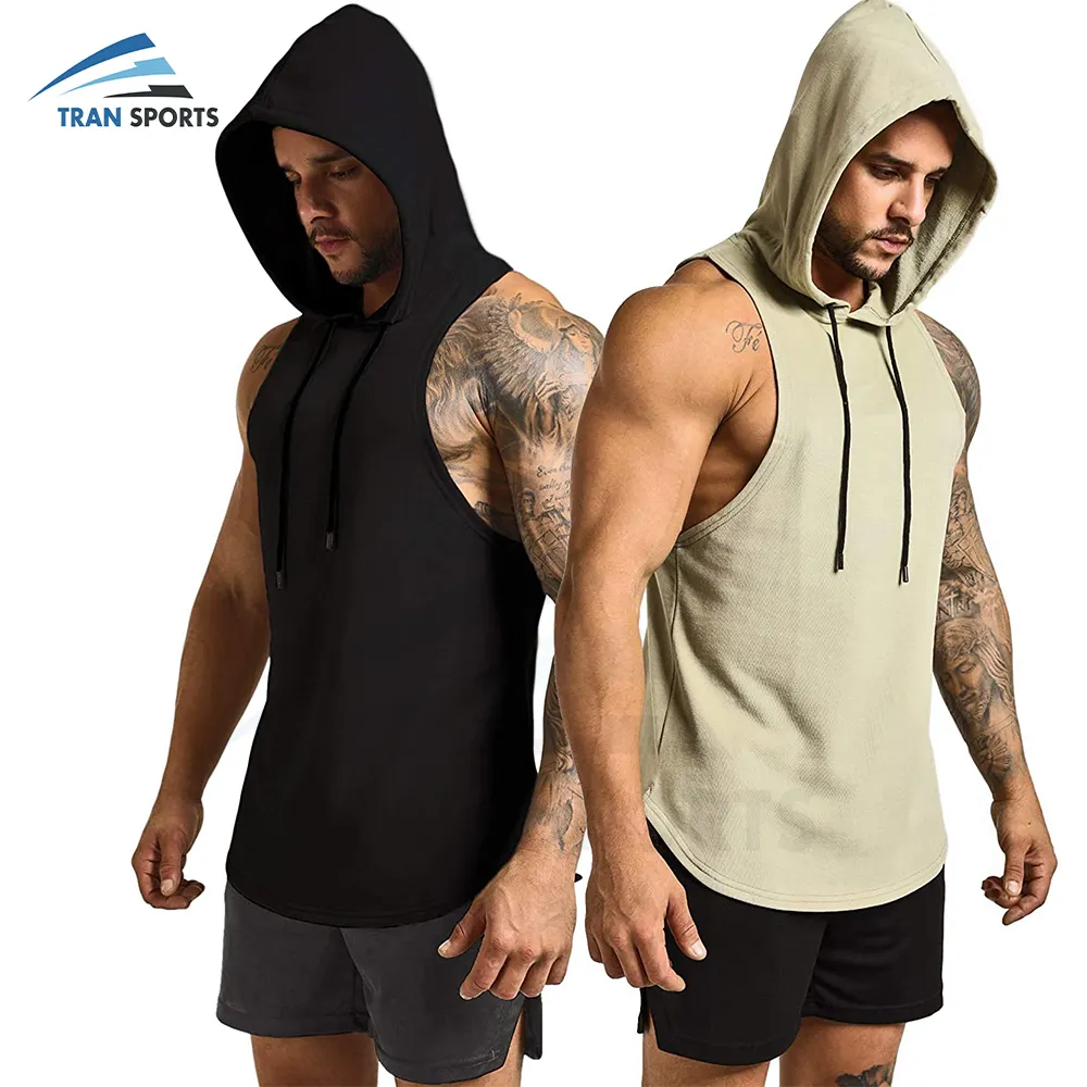 2023 new fashion high quality custom logo design gym stringer tank sleeveless hoodies