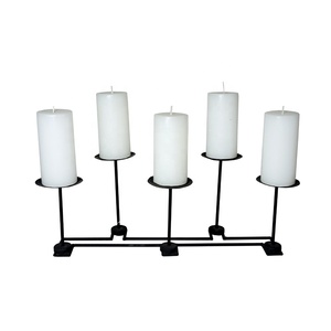 Bougeoir en métal à 5 bras enduit de poudre noire Pièce maîtresse de table de mariage/salle à manger unique pour décorer les bocaux à bougies Style INS - Product Image 3