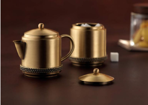 หม้อชาทองเหลืองโบราณทำด้วยมือสำเร็จรูปเพื่อให้บริการชาและกาแฟหลากหลายรูปแบบในสไตล์โรสโกลด์แบบดั้งเดิม - Product Image 3
