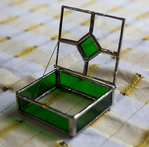 Little Jewelry <b>Box</b> with Lid, Stained <b>Glass</b> Organizer, Little Jewelry Holder, Green <b>Glass</b> <b>Box</b>, - Product Image 1