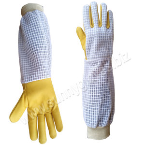 Guantes de apicultura prémium con manga de malla de 3 capas, completamente ventilados, mano con piel de vaca, Palma de cuero - Product Image 4