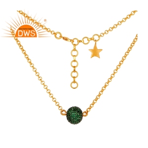 Bijoux en pierre précieuse pour femmes, pendentif en forme de boule avec breloque de styliste, plaqué or 18 carats, argent 925, fait à la main - Product Image 1