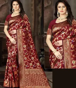 Nuovi disegni di zari pesanti che tessono abiti da festa banarasi seta saree puro kanjivebay saree per donna a basso prezzo