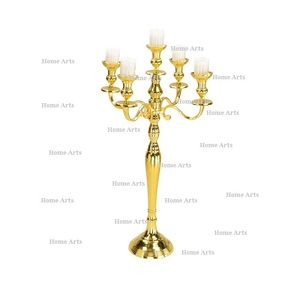 Candélabres fantaisie à 5 bras couleur or de qualité supérieure candélabres de taille personnalisée centres de table par les arts de la maison - Product Image 4