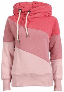 Sweat-shirt à capuche décontracté pour femme, style patchwork, en molleton chaud et coton, vêtement féminin OEM - Product Image 2