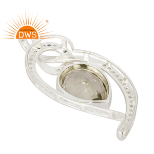 <b>Solid</b> 925 Sterling <b>Silver</b> Women's Fine Pendant <b>Silver</b> Jewelry Wholesaler Natural Green Amethyst Gemstone Pendant Jewelry - Product Image 3