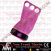 NFM Gants de musculation à trois doigts en cuir véritable pour CrossFit, WOD, gym, fitness, entraînement, protection des paumes, unisexe, rose, noir, cuir de vachette