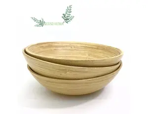 Cuenco de bambú para manualidades, 100% Natural, hecho de bambú 100% Natural con Logo grabado láser, hecho en Vietnam