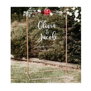 Support d'affichage moderne en métal pour mariage, décoration de jardin en extérieur, forme et logo personnalisables - Product Image 1