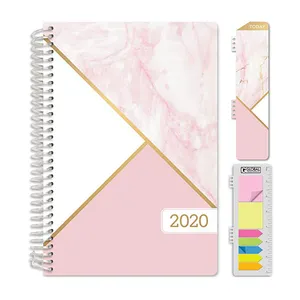 Custom Printing Hot Foil A5 A6 Hardcover 2021 Planner Journals For Women 160 Pages Thick Paper Spiral Customizable Notebook Pink