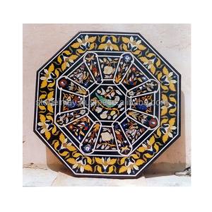 Handmade Modern Design Inlaid Customize Octagonal Shape Natural Black Marble <b>Dining</b> <b>Table</b> Top for Export - Product Image 1