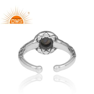 Anillo de Labradorita Brillante, Joyería al por Mayor, Textura Única, Anillo Oxidado de Plata 925, Proveedor de Joyería Fina - Product Image 4