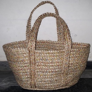 10F Jute Recycled Fabric Eco-friendly Handmade Braided Storage Baskets Natural Color Folded <b>Polybag</b> 100pcs Haryana - Product Image 3