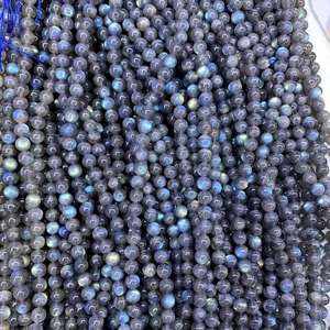 Labradorita de forma redonda, cuentas pulidas de piedras preciosas sueltas de fuego múltiple lisas, joyería, precio al por mayor, buena calidad natural - Product Image 1