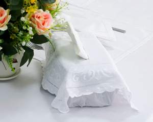 Boîte à mouchoirs brodée florale blanche, couvercle rectangulaire, 100% coton, décoration d'hôtel à domicile - Product Image 3