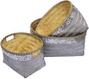 Meilleur vendeur Panier de rangement multifonctionnel en bambou bleu sur pied Écologique avec couvercle et poignée Solution de lavage en gros - Product Image 6