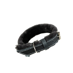 Collar de Perro de Cuero Genuino Hecho a Mano de Calidad Superior, Ecológico y a la Moda, con Diseño de Acolchado de Visón para Razas Medianas, Limpieza en Seco - Product Image 1