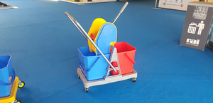 De plástico de 36L por limpiar la prensa doble cubo de fregona escurridor carro con cajones por KC verde - Product Image 6