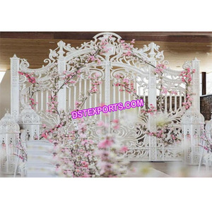 กรอบประตูเวทีงานแต่งงานสีขาวงามสง่า,กรอบพื้นหลังเวทีงานแต่งงานแบบเอเชียกำแพงไฟเบอร์สีขาว - Product Image 1