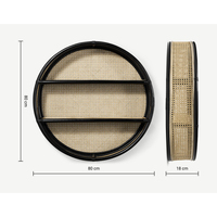 Meilleure vente support d'étagère murale ronde en rotin noir sculpté techniques pour salle de bain salon vente en gros directe du Vietnam
