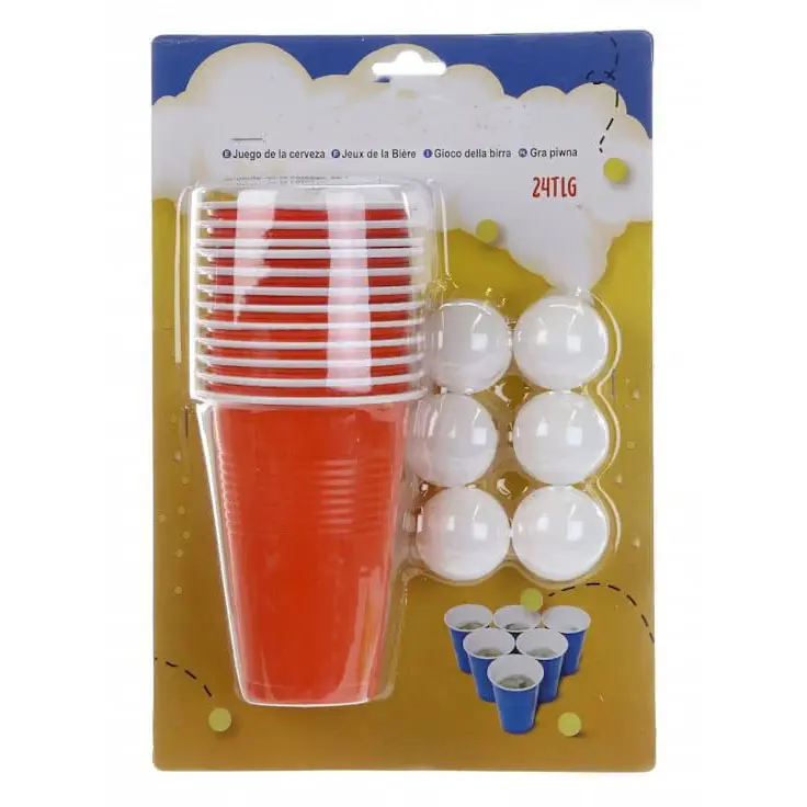 12 rote Plastik becher 6 Tischtennis bälle Original-Trink spiel für Erwachsene Bier-Pong-Becher-Set