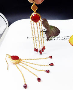 Lightweight Sterling <b>Silver</b> 925 Gold Plated Matte Polished Custom Made Low MOQ Supplier Chain <b>Long</b> Drop Dangler Coral <b>Earrings</b> - Product Image 2