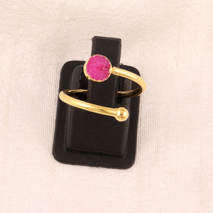 Well Quality Round Shape Natural pink Sugar Druzy <b>Ring</b> <b>Brass</b> Gold Electroplated <b>Ring</b> New Fashion Handmade Adjustable Ladies <b>Ring</b> - Product Image 3