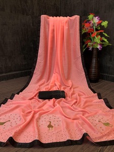 Sarees Seda Fiesta Desgaste Indio Último Diseñador Mujeres Desgaste Sari con Blusa Japón Satén Crape Seda Telas Suaves Impresión Digital Sari Prenda - Product Image 4