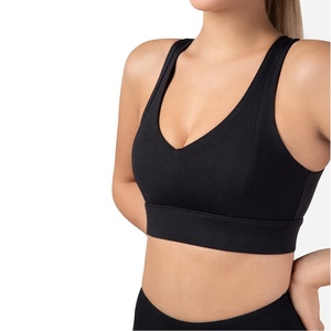 Custom Logo Design 2022 New Racer Back Sports <b>Bra</b> for Women-Four-Way <b>Stretch</b> Breathable 100% Nylon Padded Seamed Active Wear - Product Image 3