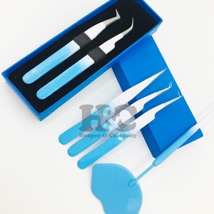 Pince à cils professionnelle en acier inoxydable bleu pince à épiler extension de faux cils vison Anti-magnétique pince à épiler Durable pointe lisse - Product Image 4