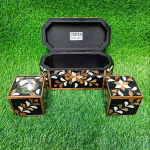 Fl Set Bois Incrustation Brûleur D'encens Boîte Mubkhar Bakhoor Bobine Brûleur Semence Matériel Parfumé Très Pas Cher Prix United Trade World - Product Image 2