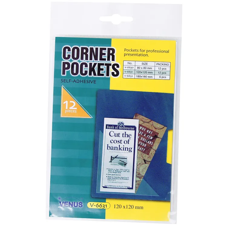 Clear Transparent Adhesive Triangle Corner Pockets