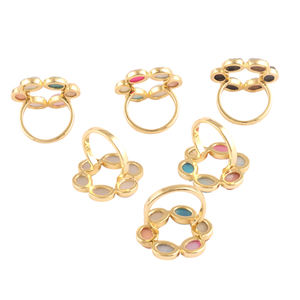 แหวนแฟชั่นผู้หญิงคุณภาพสูง5X7มม. รูปวงรีธรรมชาติหลายน้ำตาล Druzy แหวนทอง24K ทำด้วยมืองบแหวน - Product Image 6