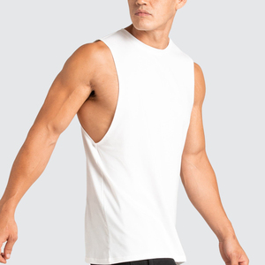Débardeur extensible blanc sur mesure OEM pour homme/garçon, collection été, 100 % polyester/coton - Product Image 3
