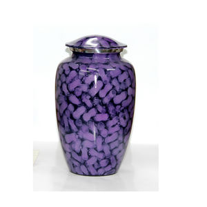 โกศบรรจุอัฐิสำหรับผู้ใหญ่ รุ่น 2073 ทำจากอะลูมิเนียม รูปทรงวงรี สีม่วง สำหรับงานศพ จากอินเดีย - Product Image 1