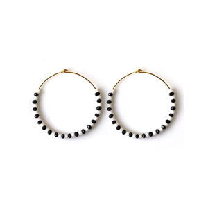 925 argent Sterling plaqué or à facettes rondes Aqua calcédoine perlée boucles d'oreilles créoles Fine fête de mariage cadeau bijoux - Product Image 3