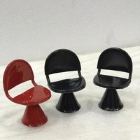Meubles miniatures en fer et métal brillant, échelle 1:12, mobilier Miniature coloré pour maison de poupée, ensemble de chaises