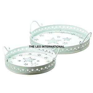 ถาดคริสต์มาสทรงกลมเหล็กสีขาวเคลือบเงา ชุดถาดคริสต์มาสทำมือสไตล์หรูหรา ขายดี คุณภาพสูงสุด - Product Image 1