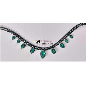 Cinta para la Cabeza de Caballo de Cristal Verde de Lujo, con Pedrería, Sistema de Cambio Rápido con Gancho y Bucle - Product Image 1