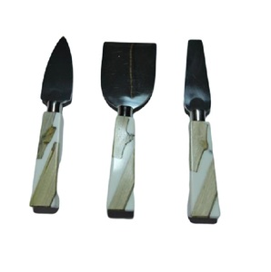 Ensemble de fromage en acier avec manche en résine de bois naturel, matériau écologique, modèle écologique, couverts élégants, vaisselle, ensemble de couverts ménagers - Product Image 1